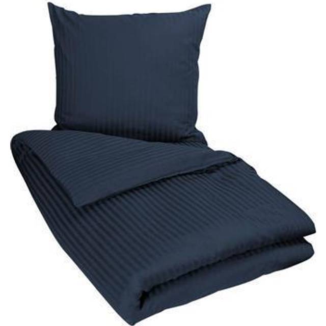 Sängkläder för baby i 100% bomullssatin - 70x100 cm - Mörkblå enfärgat bäddset - Borg Living sängkläder - Blå (70x100 cm)