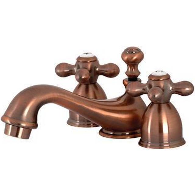 Kingston Brass KS395AXAC Restoration Mini-Widespread Bathroom Faucet  9.5 x 4.5 x 2.25  Antique Copper