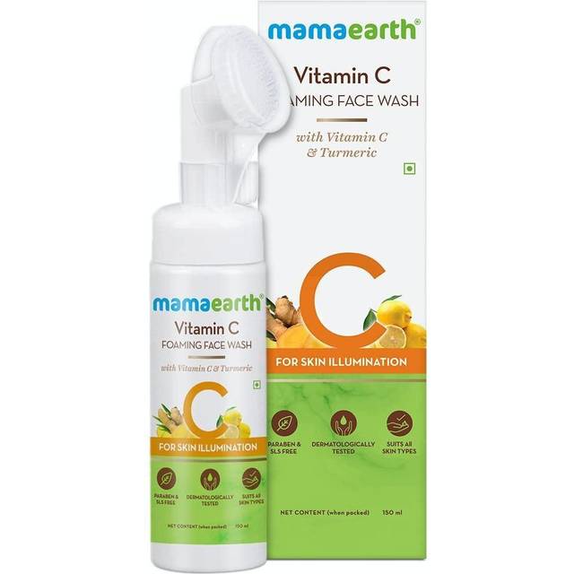 Mamaearth Vitamin C Face Wash with Foaming Silicone Cleanser Brush Powered by Vitamin C & Turmeric - 150ml