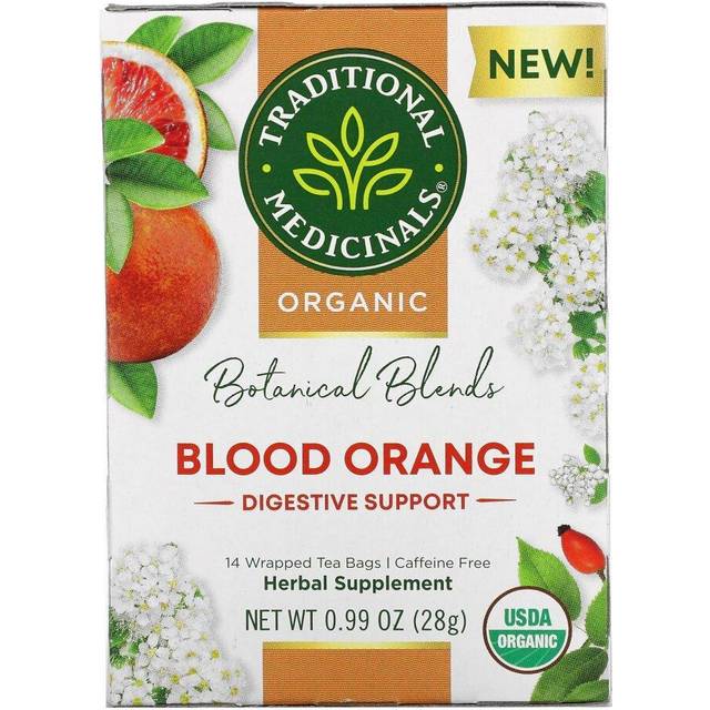 Traditional Medicinals, Organic Botanical Blends Tea, Blood Orange, Caffeine Free, 14 Wrapped Tea Bags, 0.99 oz (28 g)