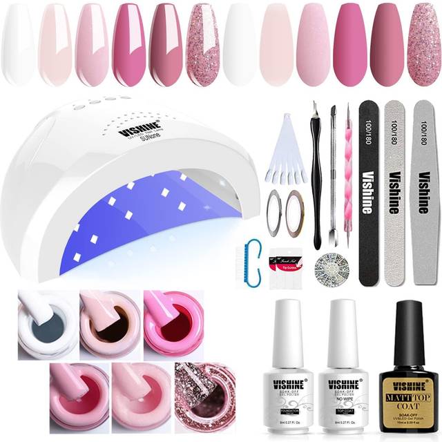 Gel Nail Polish Starter Kit with 48W SUNOne UV LED Nail Lamp Speed Dryer Manicure Tools 6 Pretty Colours Gel Polish Base and Top Coat 01