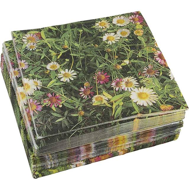 Daisy Garden Cocktail Napkins Floral Paper Serviettes 100-Pack 16.5 x 16.5 cm Folded