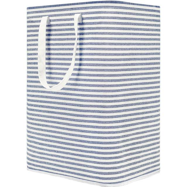 80L Freestanding Laundry Hamper with Handle, Collapsible Large Cotton Storage Basket for Clothes (Blue)