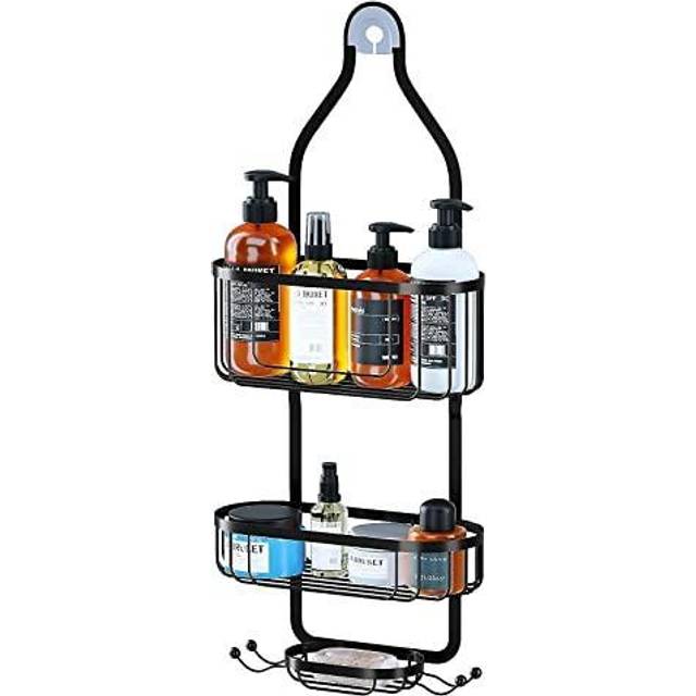 Kadolina Bathroom Hanging Shower Organizer  Over Head Shower Caddy Shower Storage Rack Basket with Hooks for Razor and Sponge Ru