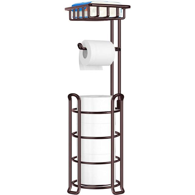 TomCare Toilet Paper Holder Upgraded Toilet Paper Stand with Raised Feet Metal Bathroom Accessories Tissue Paper Dispenser Free Standing Toilet Paper