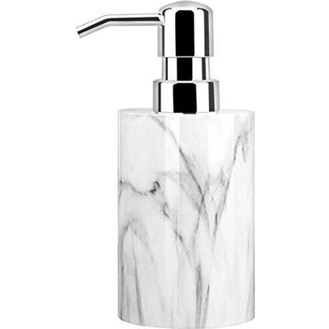 Luxspire Soap Dispenser, Cylinder-shaped Marble Lotion Liquid Soap Pump Bottles, Refillable Shampoo Container,