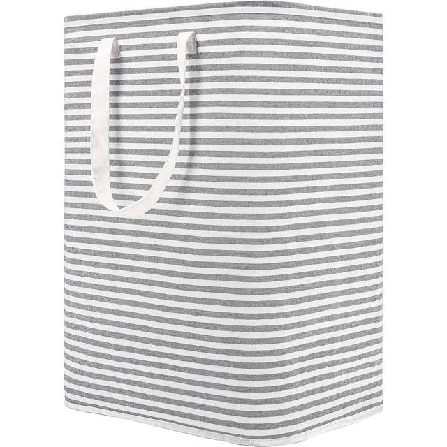 DOKEHOM 77L Freestanding Laundry Hamper with Handle, Collapsible Large Cotton Storage Basket for Clothes (Grey)