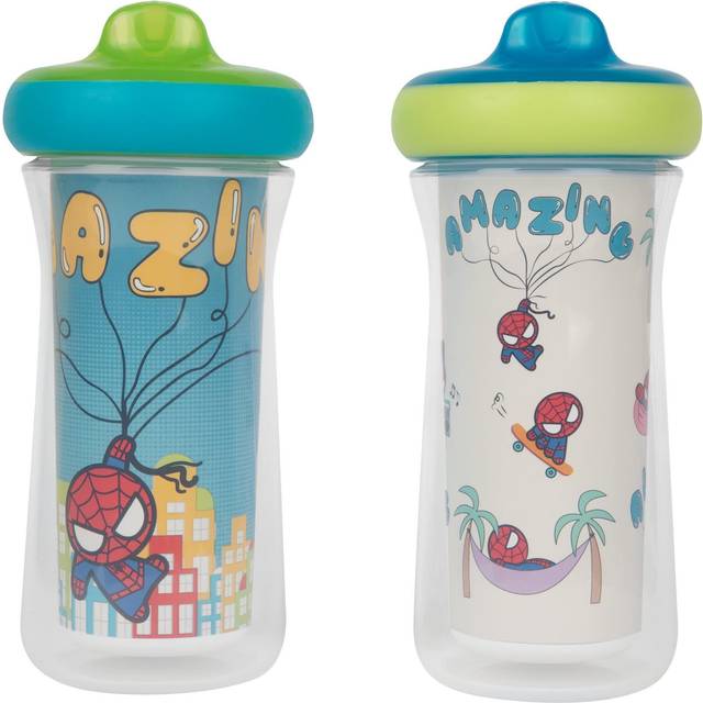 The First Years Marvel Insulated Sippy Cups - Spill Proof Insulated Toddler Cups with Bite-Resistant Hard Spout - 9 Ounces - 2 Count