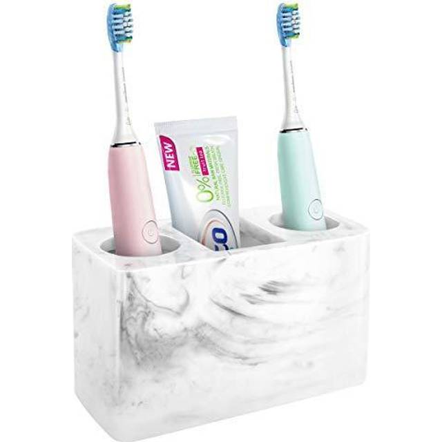Toothbrush Holder, 3 Slots Large Electric Toothbrush Toothpaste Stand, 16x7x9.6 cm Resin Storage for Bathroom Accessories Set Vanity Counter Sink
