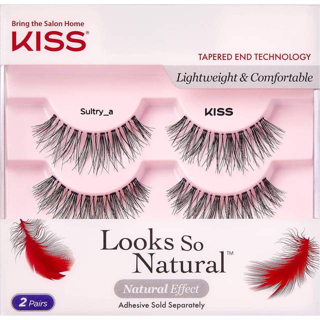 Looks So Natural False Eyelashes, Sultry', 14 mm, Includes 2 Pairs Of Lahes, Contact Lens Friendly, Easy to Apply, Reusable Strip Lashes