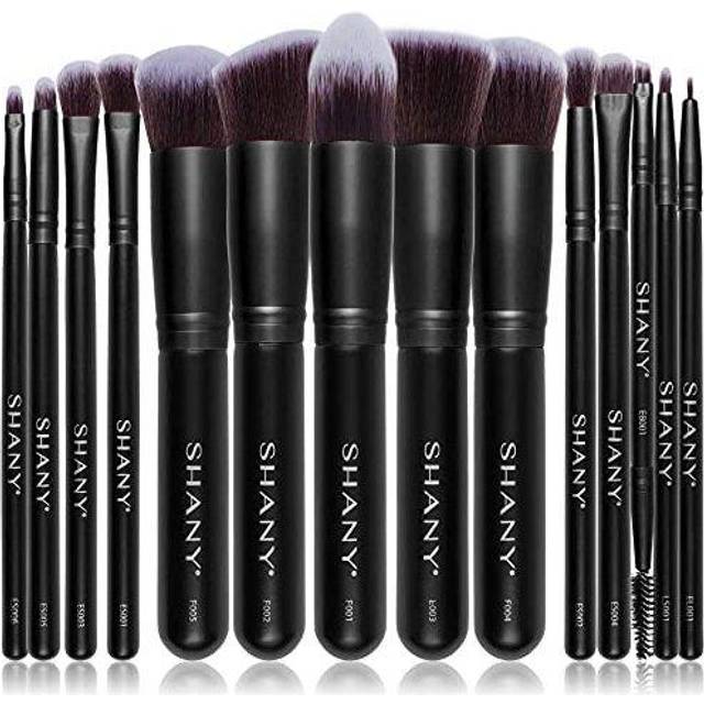 SHANY Black Bombshell 14-Piece Brush Set - Elite Cosmetics Brush Collection - Complete Kabuki Makeup Brush Set in Black - 14 PCS