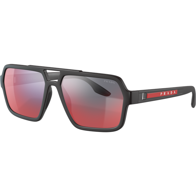 Prada Linea Rossa Man PS 01XS  DG008F Sunglasses Injected Black Grey Squared Mirrored Mirror