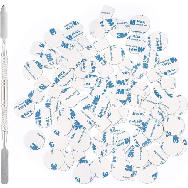 Allwon 100Pcs Metal Stickers for Magnetic Palette Empty Eyeshadow Makeup Palette + Depotting Spatula (50Pcs Round + 50Pcs Square)