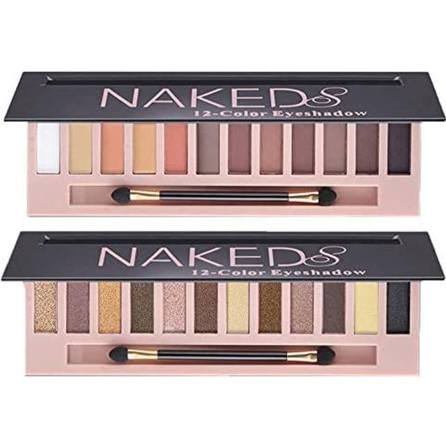 BestLand 2 Pack 12 colors Makeup Nude colors Eyeshadow Palette Natural Nude Matte Shimmer glitter Pigment Eye Shadow Pallete Set Waterproof Smokey Pro