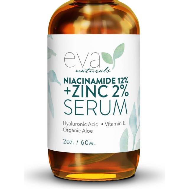 12% Niacinamide Serum for Face + Zinc (60ml) Vitamin B3, 2% Zinc and Hyaluronic Acid Serum Known to Even Skin Tone, Shrink Pores, Pump Fine Lines