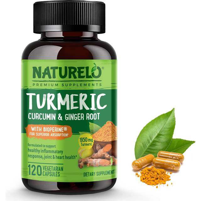 NATURELO  Turmeric Curcumin & Ginger Root With Bioperine®  120 Vegetarian Capsules