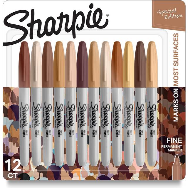Permanent Markers, Portrait Colors, Fine Point, Assorted, 12 Count