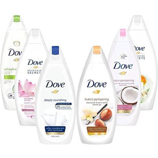 Dove Body Wash Value-Size Variety 6-Pack - Hydrate  Gentle Pamper  Fresh Care  and Silky Velvet  Family Size  25.36 Oz Ea