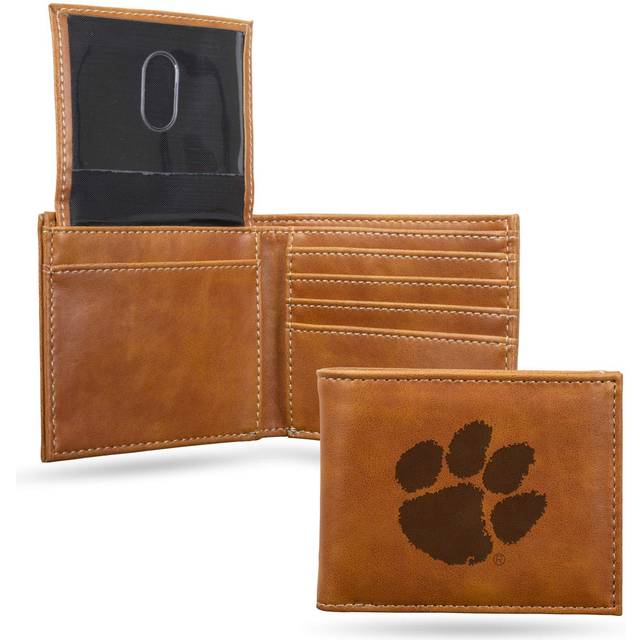 Rico Industries Clemson Tigers Laser Engraved Bill-fold Wallet - Slim Design - Great Gift By Rico Industries,Brown