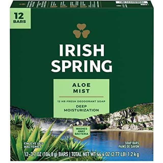 Irish Spring Bath Bar Soap, Aloe, 3.75 oz Bars, 12-Count