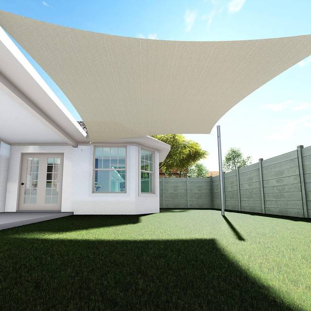 TANG Sunshades Depot Beige 12' x 16' Sun Shade Sail Rectangle Canopy Shade Cover UV Block for Backyard Pergola Porch Deck Garden Patio Outdoor Activit