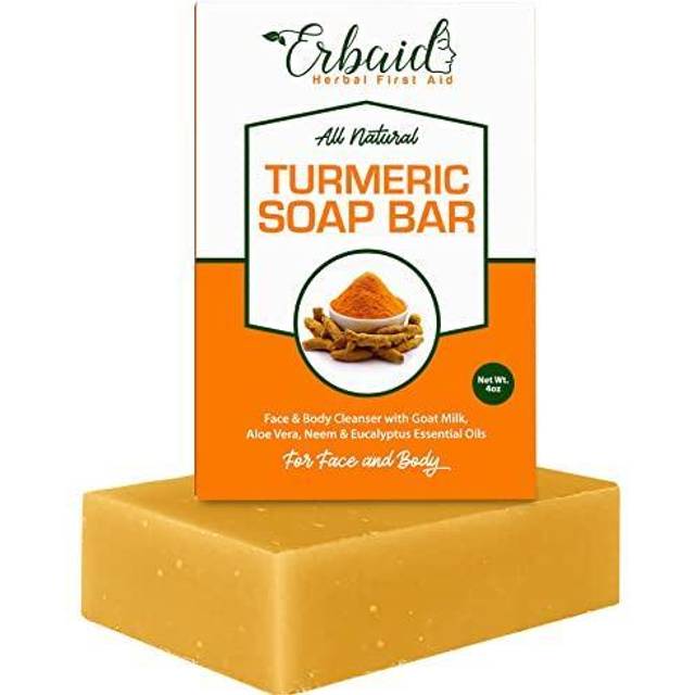 Natural Turmeric Soap Bar for Face & Body - Turmeric Skin Brightening Soap Wash for Dark Spots  Intimate Areas  Underarms - Turmeric Reduces Acne  Fad