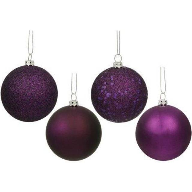"18ct Purple Plum 4-Finish Shatterproof Christmas Ball Ornaments 1.25"" (30mm)"