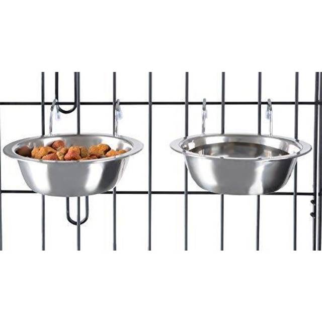 Set of 2 Stainless-Steel Dog Bowls - Cage, Kennel, and Crate Dog Bowls Hanging for Food and Water - 8oz Each and Dishwasher Safe by Petmaker