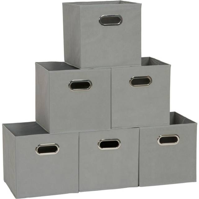 Household Essentials 84-1 Foldable Fabric Storage Bins  Set of 6 cubby cubes with Handles  gray
