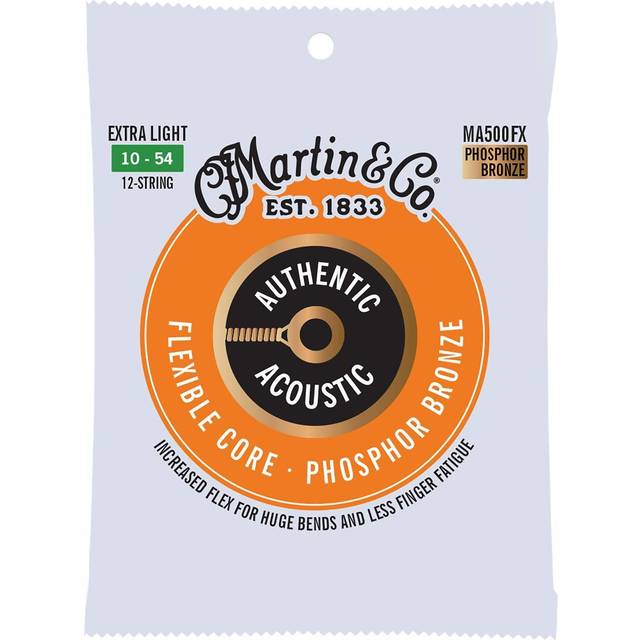 Martin Strings MA500FX Flexible Core Phosphor Bronze Extra Light 12-String Acoustic Guitar Strings (10-54)