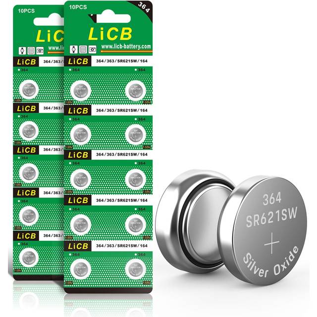 LiCB 20 PCS SR621SW AG1 364 363 LR621 1.55V Button Cell Watch Batteries