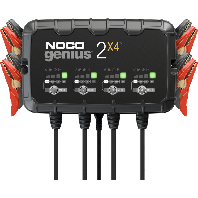 NOCO GENIUS2X4, 8-Amp (2-Amp Per Bank) Fully-Automatic Smart, 6V And 12V Battery Charging Units, Battery Maintainer, Trickle Charger And Battery