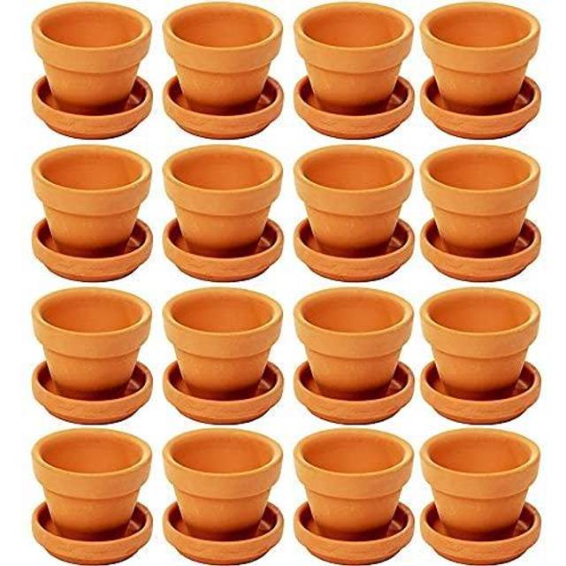 5x4 cm 16-Pack Small Terra Cotta Mini Pots with Saucers and Drainage Hole, Paintable Pottery for Succulents, Plants, Flowers, Cactus, Garden Nursery,