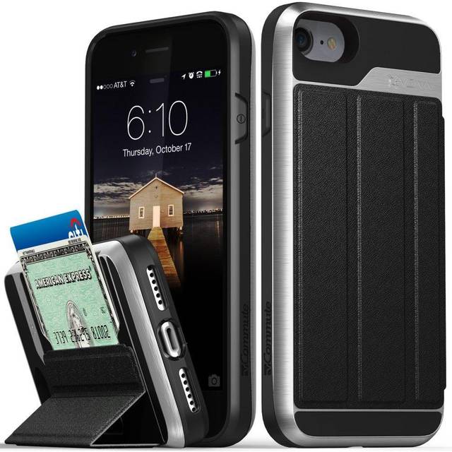 Vena iPhone SE 2020/iPhone 8 7 plånboksfodral, vCommute (fallskydd i militärkvalitet) flip läderfodral med korthållare med ställ kompatibel med Apple iPhone SE2 8 7 (4,7 tum) – rymdsvart