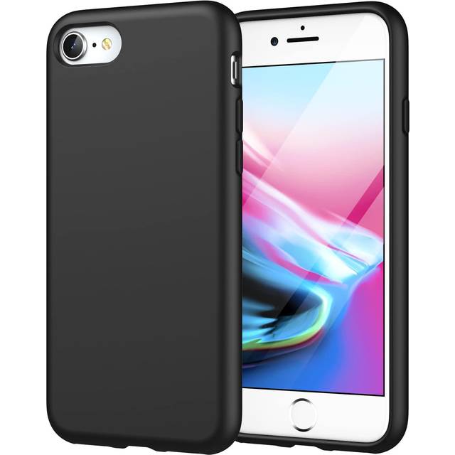 JETech Silikonskal för iPhone SE 3/2 (2022/2020-modell), iPhone 8 och iPhone 7 4,7 Tums, Silkesmjuk Beröringsskydd med Hela Kroppen, Stötsäkert Skal med Mikrofiberfoder (Svart)