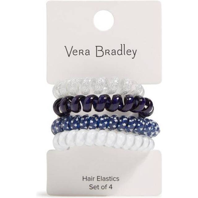Vera Bradley Women's Elastic Hair Tie Set of 4 Hair Accessory  Perennials Gray  One Size
