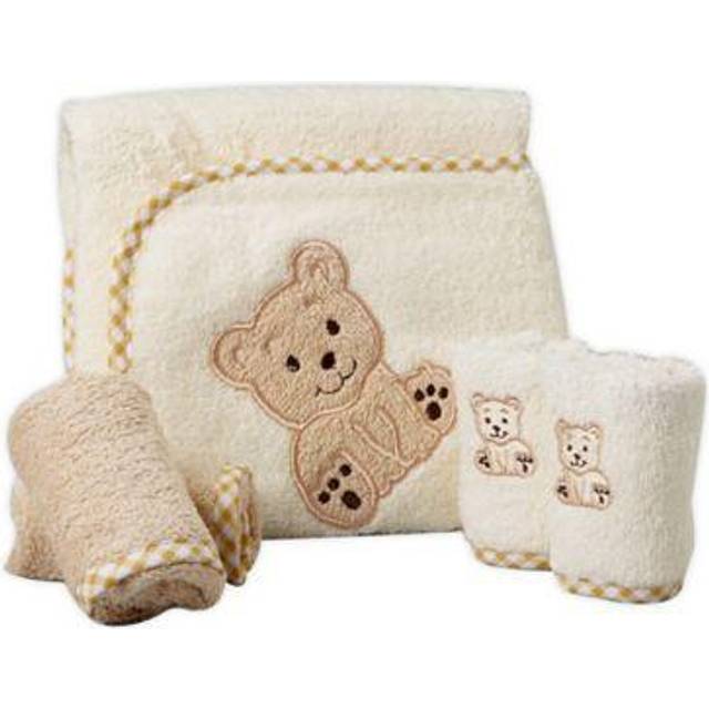 Spasilk Bath Hooded Towels & Washcloths Set for Babies  Hooded Terry Bath Towel & 4 Washcloths  Beige