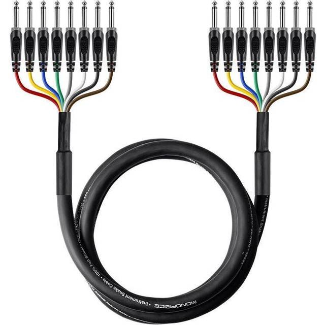 Monoprice 6 Meter (20ft) 8-Channel 1/4inch TS Male to 1/4inch TS Male Snake Cable - Black