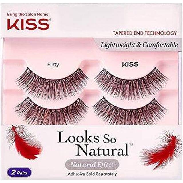 KISS Looks So Natural False Eyelashes Double Pack  Lightweight & Comfortable  Tapered End Technology  Reusable  Cruelty-Free  Contact Lens Friendly  S
