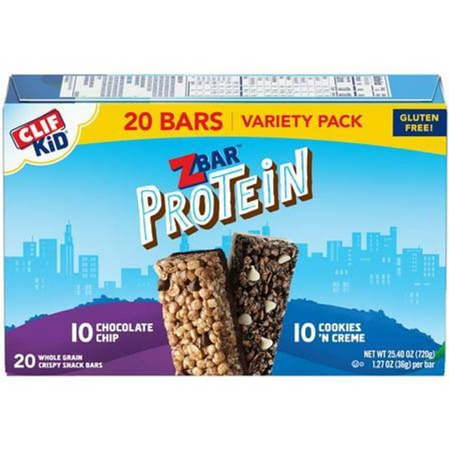 Clif Bar Gluten Free Kid ZBar Protein Bar- Chocolate Chip & Cookies 'N Creme Variety Pack 20 Bars