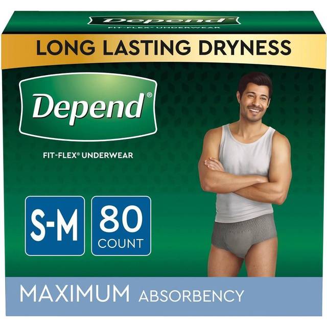 Depend FIT-FLEX Incontinence Underwear for Men  Maximum Absorbency  Disposable  Small/Medium  Grey  60 Count (2 Packs of 30) (Packaging May Vary)