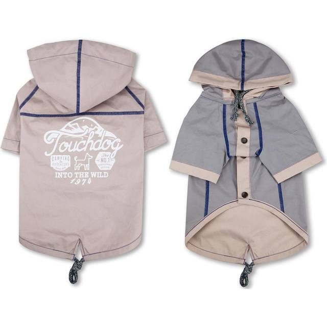 Touchdog 'Cloudburst' Reversible Dog Raincoat - Waterproof Dog Coat and Adjustable Rainbreaker Pet Raincoat or Outdoor Dog Jacket with Built-in Hood