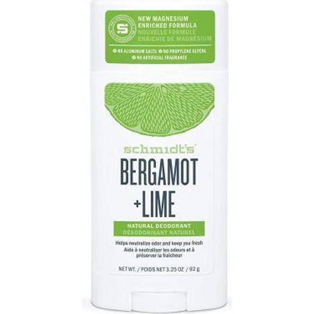 Schmidt's Aluminum Free Natural Deodorant For 24 Hour Odor Protection and Freshness  Bergamot + Lime Vegan  Certified Cruelty Free  3.25 oz