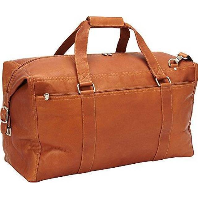 Piel läder extra stor duffel med dragkedja, Sadel, En storlek, Extra stor duffel med dragkedja