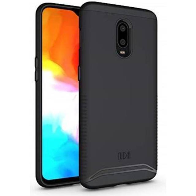 TUDIA DualShield designad för OnePlus 6T-fodral, [sammanslagning] stötsäker militärkvalitet dubbla lager slitstark smal tuff skyddande fodral – matt svart