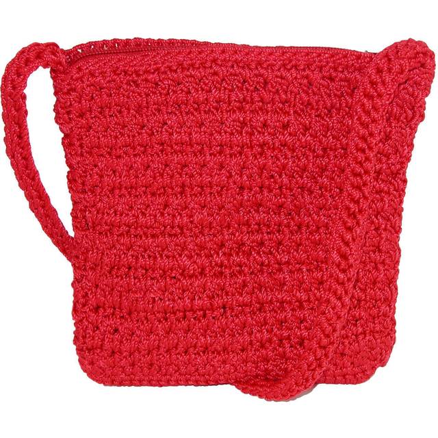 CTM Women's Crochet Crossbody Handbag - Red one size (one size)