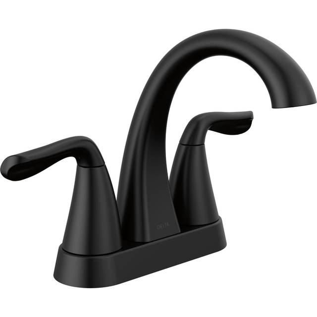Delta Faucet Arvo Matte Black Bathroom Faucet  Centerset Bathroom Faucet Black  Bathroom Sink Faucet  Drain Assembly Included  M