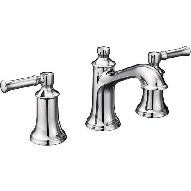 Moen Dartmoor Chrome Two-Handle Widespread Bathroom Faucet  Traditional Bathroom Sink Faucet  Valve Required  T6805