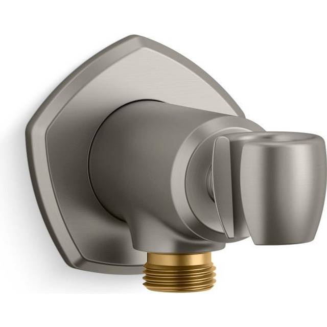 KOHLER 27117-BN Occasion Handheld Showerhead Bracket Holder  Wall-Mount Handshower Holder with Supply Elbow and Check Valve  Vibrant Brushed