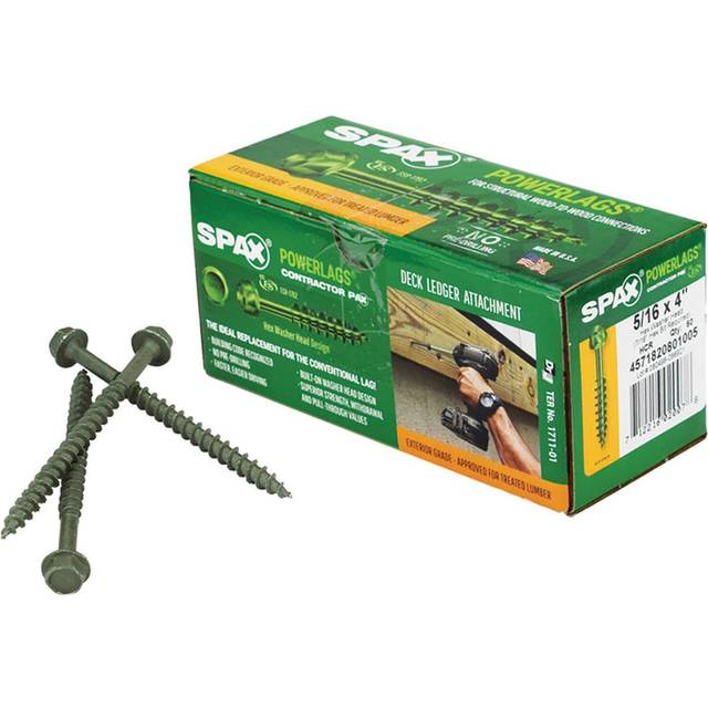 "SPAX 5/16"""""""" x 4"""""""" Exterior Hex Head Structural Wood Lag Screws Powerlags Hex (50 EA) Bit Included Heavy Duty Rust Resistant"